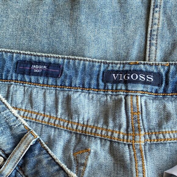 New Vigoss Jagger Women's Blue Medium Wash Classic Fit Distressed Jean Skirt W30 - Picture 10 of 11